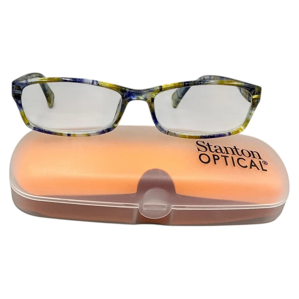 Kerecsen Reading Glasses +2.00 Strength Tropical Patterned Full Rim Rectangular